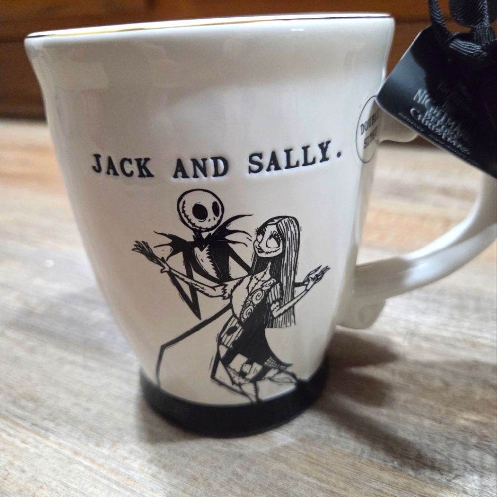 Rae Dunn Nightmare Before Christmas Jack & Sally Skellington Ceramic Mug